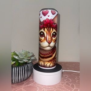 20oz skinny tumbler cat design